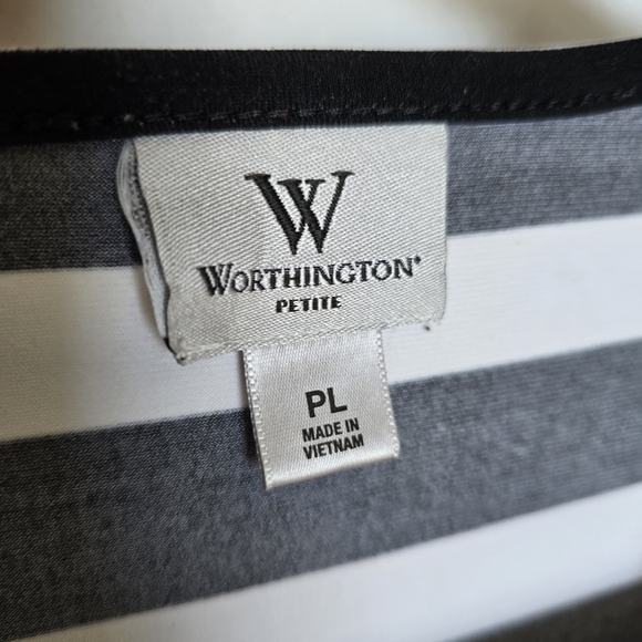 Worthington Petite Black and White Striped Women's Top size PL - Picture 5 of 7